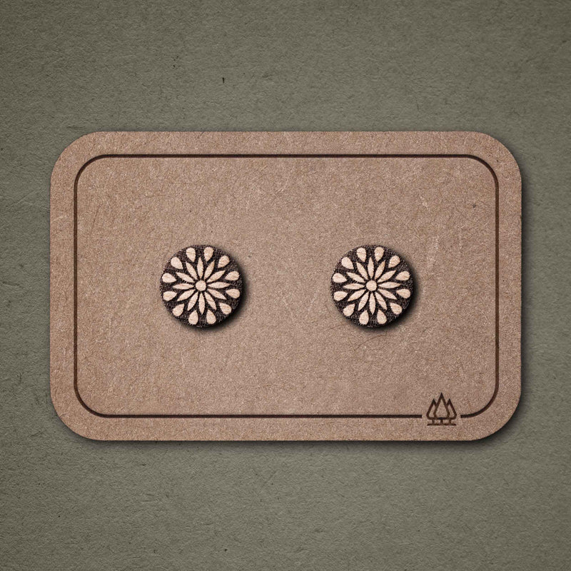 Wooden Flower Stud Earrings - Handmade — FEINFORMART