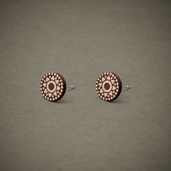 Wooden Stud Earrings Sun Star – FEINFORMART Handmade