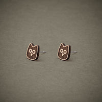 Wooden Owl Stud Earrings | FEINFORMART — Ansicht 2