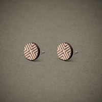 Wooden Cross Stud Earrings – Handmade — Ansicht 2