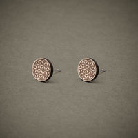 Wood Stud Earrings Flower of Life - Handmade — Ansicht 2