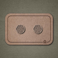 Wood Stud Earrings Flower of Life - Handmade — Ansicht 1