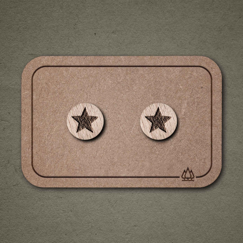 Wooden Stud Earrings Star N°4 – Handmade — FEINFORMART
