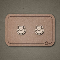 Wooden Stud Earrings Fox | FEINFORMART — Ansicht 1