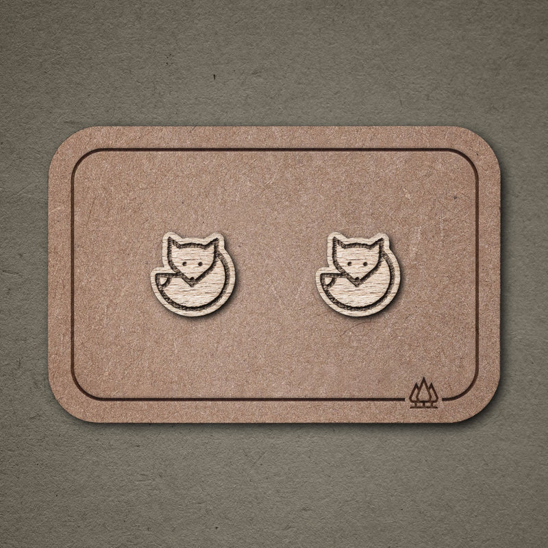 Wooden Stud Earrings Fox | FEINFORMART — FEINFORMART