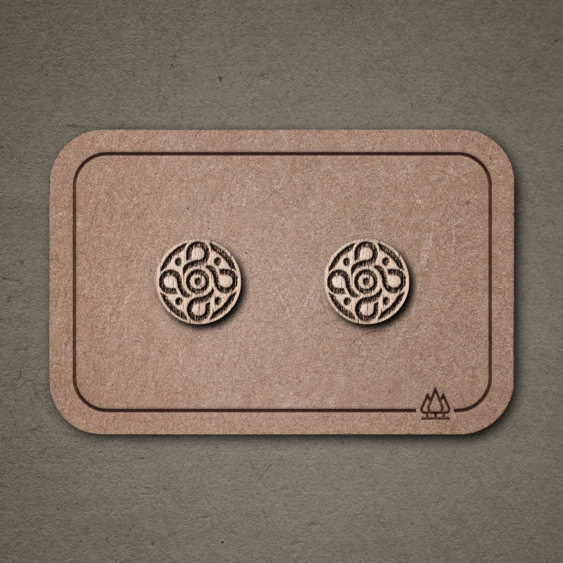 Wooden Stud Earrings Mandala N°3 – handcrafted — FEINFORMART