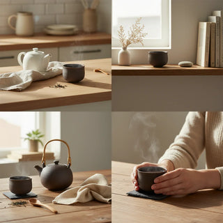 Ocha Teetasse – Grau-Schwarz | Handgefertigt | Keramik