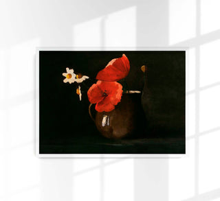 Odilon Redon Poppies and Daisies Fine Art Print mit traumhaften Blumen, symbolistischer Tiefe und aquarellartiger Textur für poetische Interiors
