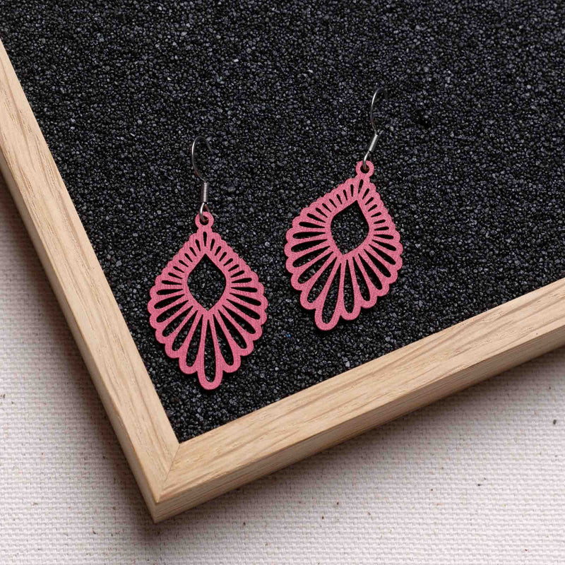"Mindful" Wooden Drop Earrings - Featherlight, Delicate, Hypoallergenic — Ansicht 31