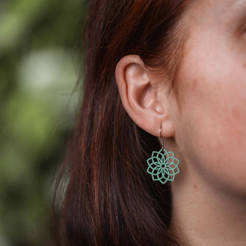 "Mandala" Wooden Earrings – feather-light, delicate, hypoallergenic — Ansicht 27