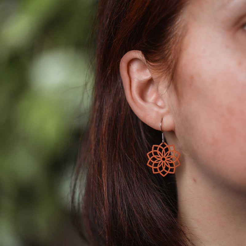 "Mandala" Wooden Earrings – feather-light, delicate, hypoallergenic — Ansicht 22