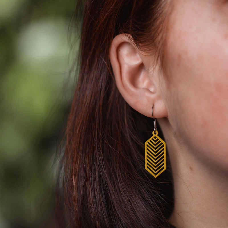 "Geometric" wooden earrings – feather-light, delicate, hypoallergenic — Ansicht 2