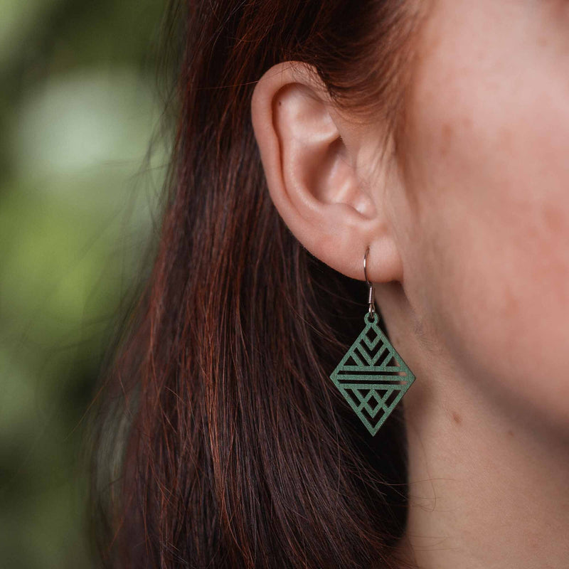 Tribal Echo Wooden Drop Earrings – feather-light, delicate, hypoallergenic — Ansicht 17