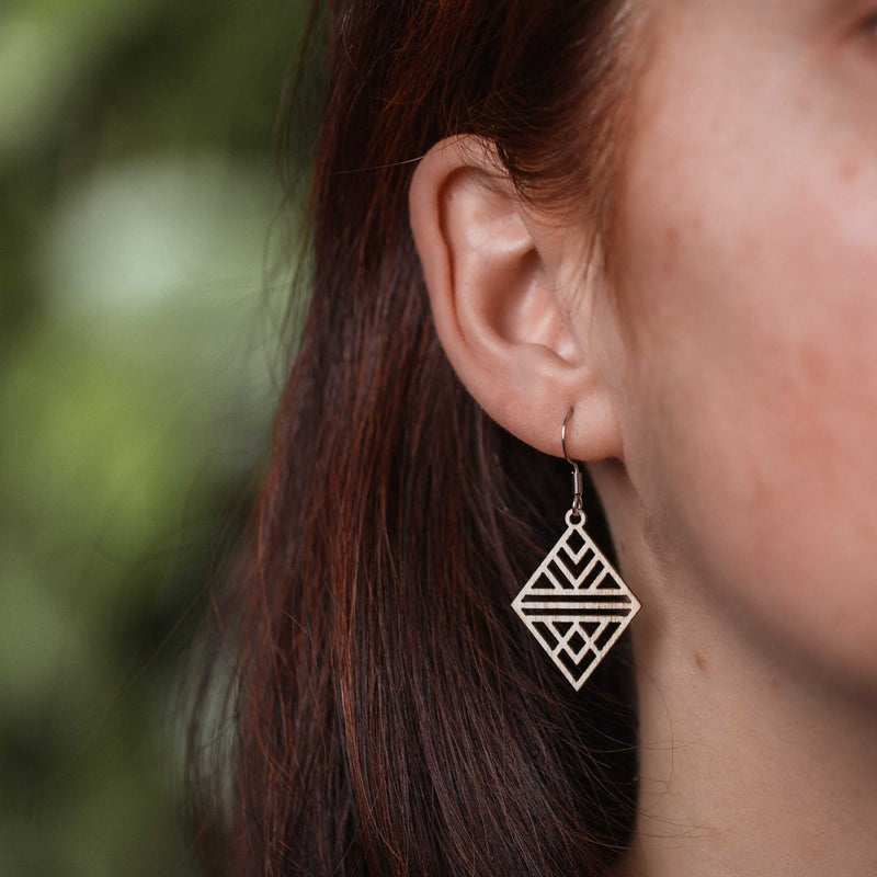 Tribal Echo Wooden Drop Earrings – feather-light, delicate, hypoallergenic — Ansicht 22