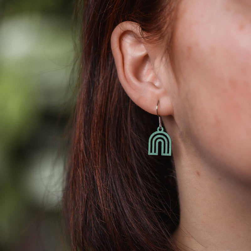 Rainbow Wooden Earrings - feather-light, delicate, hypoallergenic — Ansicht 12