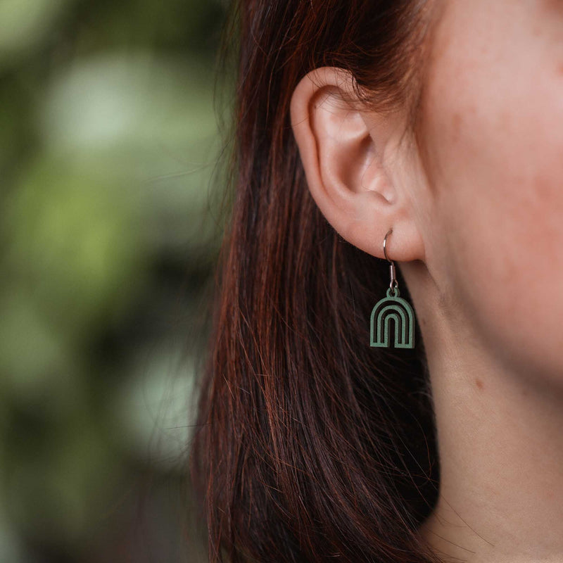 Rainbow Wooden Earrings - feather-light, delicate, hypoallergenic — Ansicht 17