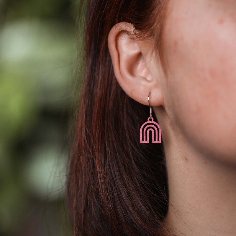Rainbow Wooden Earrings - feather-light, delicate, hypoallergenic — Ansicht 32