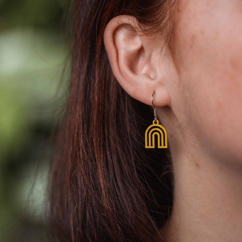 Rainbow Wooden Earrings - feather-light, delicate, hypoallergenic — Ansicht 7