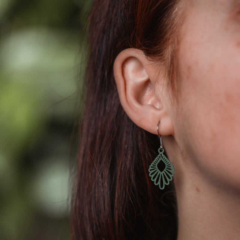 Mindful Mini Wooden Drop Earrings – feather-light, delicate, hypoallergenic — Ansicht 2