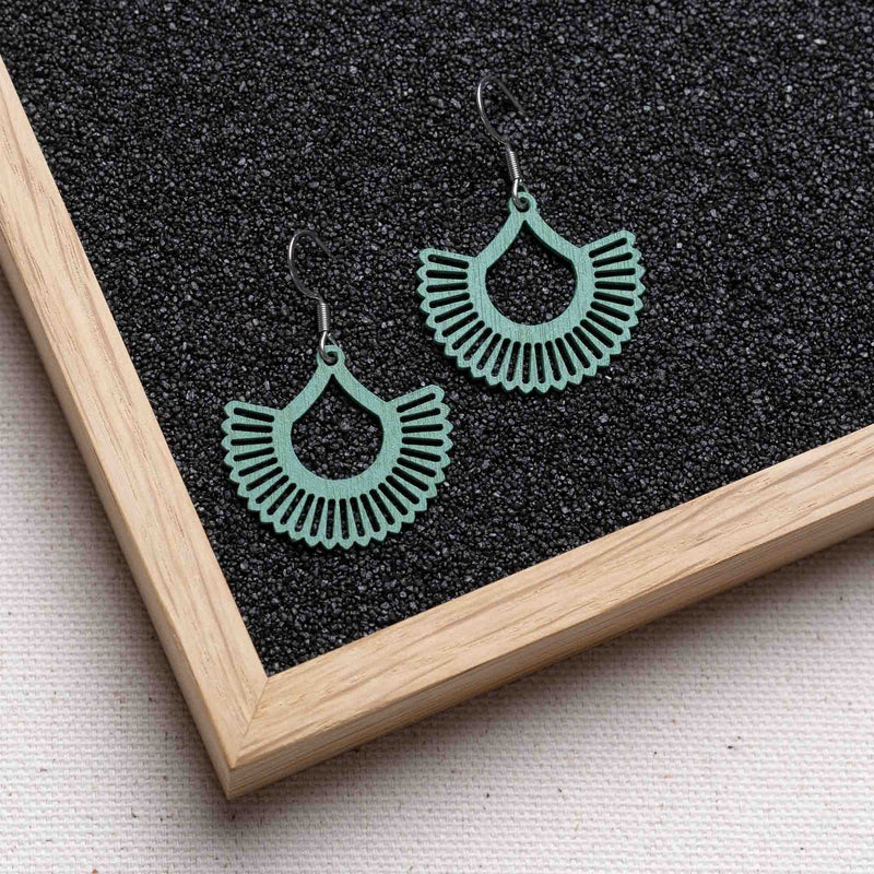 "Boho" Wooden Dangle Earrings – Feather-light & Hypoallergenic — FEINFORMART