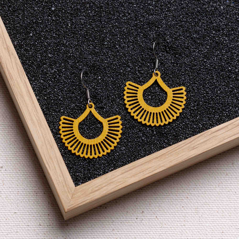 "Boho" Wooden Dangle Earrings – Feather-light & Hypoallergenic — Ansicht 26