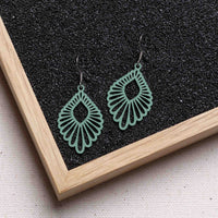 "Mindful" Wooden Drop Earrings - Featherlight, Delicate, Hypoallergenic — Ansicht 1