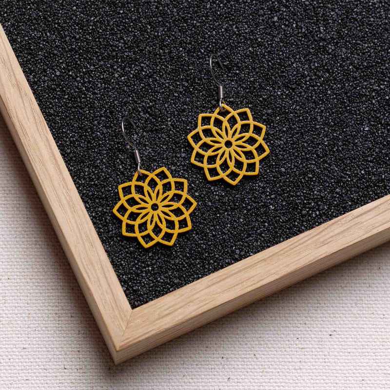 "Mandala" Wooden Earrings – feather-light, delicate, hypoallergenic — Ansicht 6