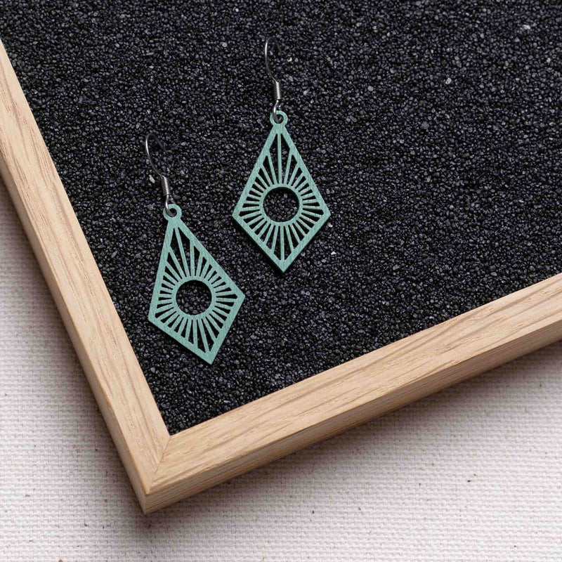 "Sunrise" Wooden Drop Earrings - feather-light, delicate, anti-allergenic — FEINFORMART