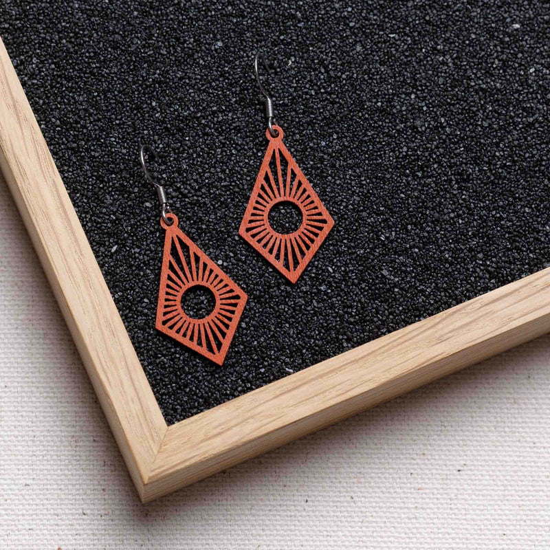 "Sunrise" Wooden Drop Earrings - feather-light, delicate, anti-allergenic — Ansicht 9