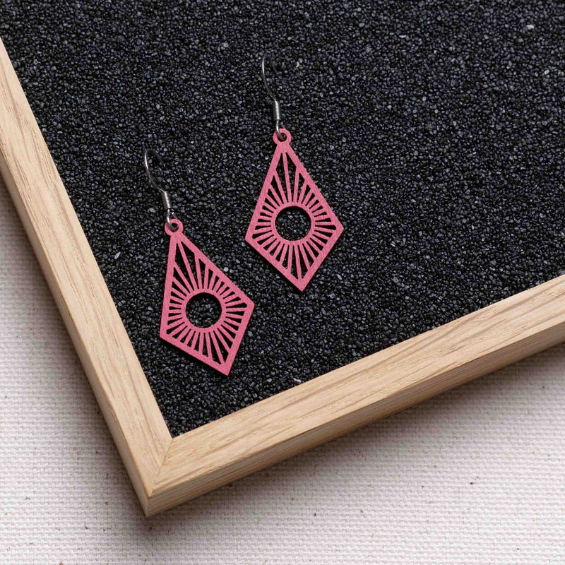 "Sunrise" Wooden Drop Earrings - feather-light, delicate, anti-allergenic — Ansicht 25