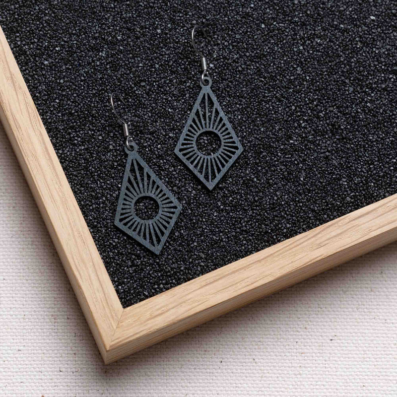 "Sunrise" Wooden Drop Earrings - feather-light, delicate, anti-allergenic — Ansicht 17