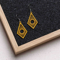 "Sunrise" Wooden Drop Earrings - feather-light, delicate, anti-allergenic — Ansicht 21