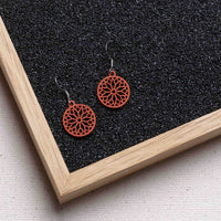 "Sunwheel" Wooden Drop Earrings – feathery light, delicate, hypoallergenic — Ansicht 11