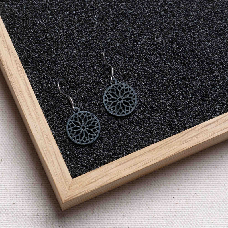 "Sunwheel" Wooden Drop Earrings – feathery light, delicate, hypoallergenic — Ansicht 26