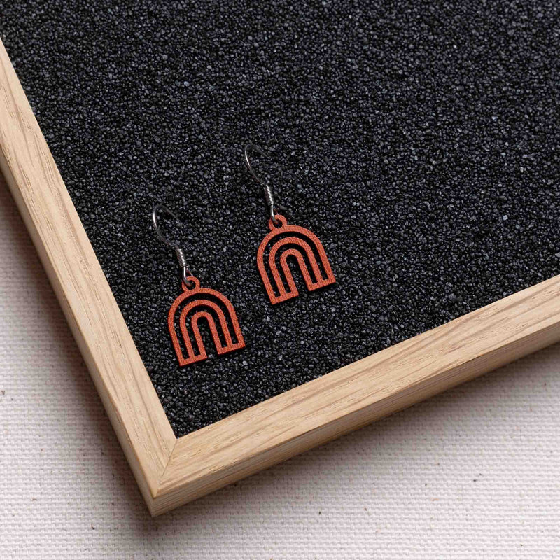 Rainbow Wooden Earrings - feather-light, delicate, hypoallergenic — Ansicht 1