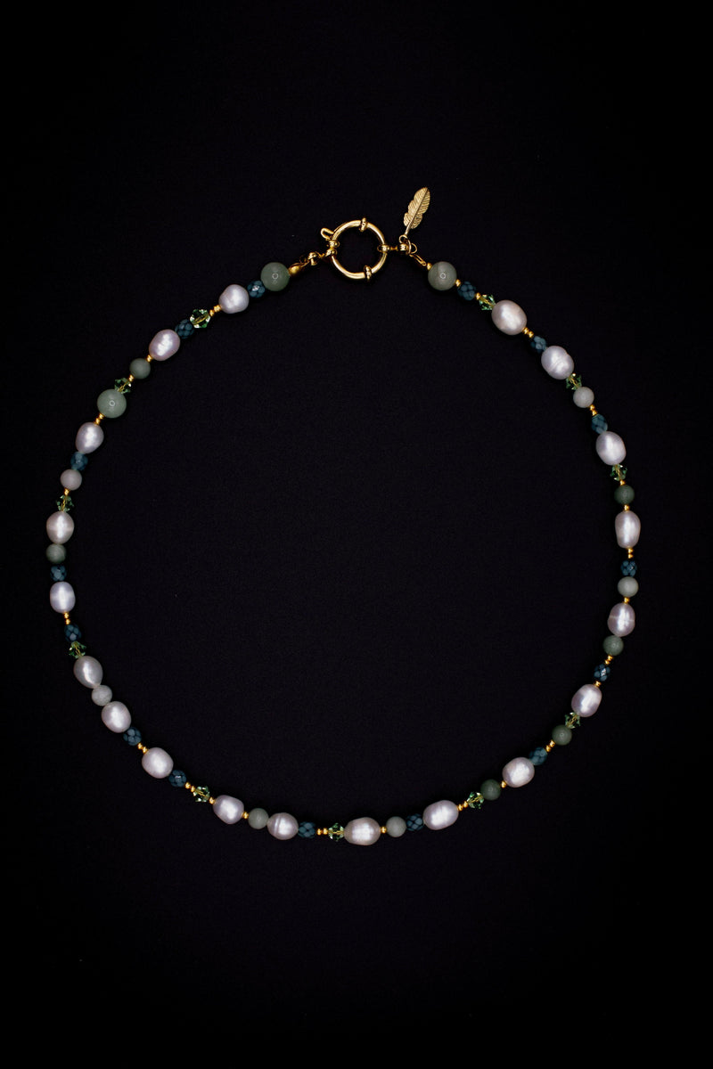 Olivia Pearl Necklace - Natural Pearls & Swarovski with Stainless Steel Clasp — Soorbeet