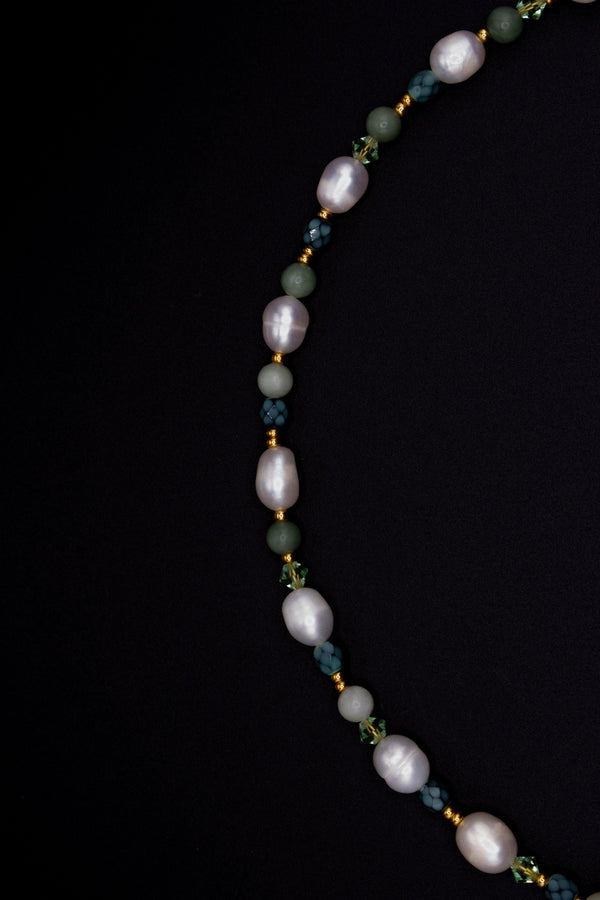 Olivia Pearl Necklace - Natural Pearls & Swarovski with Stainless Steel Clasp