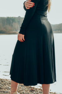 FARRAH Midiskirt black – High Waist Ruffle Hem Slit — Ansicht 9
