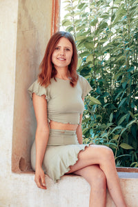 FARRAH Crop T-Shirt mint – Lyocell mit Schnürung — Ansicht 2