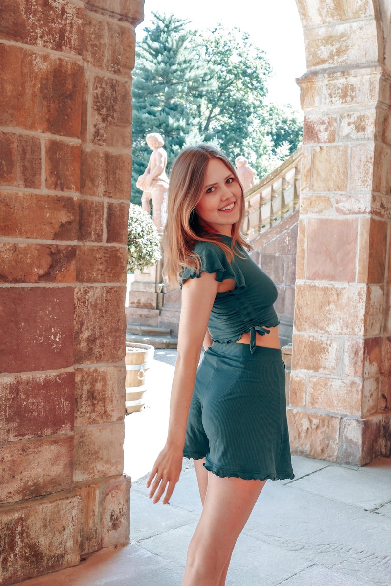 FARRAH Crop T-Shirt deep green – Lyocell Nachhaltig — Ansicht 3