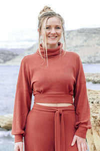 Aila Crop Pullover Cider – Casual Pullover Made from LENZING™ Viscose | Balloon Sleeves — Ansicht 1
