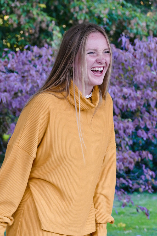 Aila Basic Jumper Amber – LENZING™ ECOVERO™ Women's Roll Neck Jumper