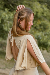 Farrah Flower Top Warm Sand – TENCEL™ Modal with Tie Straps — Ansicht 1