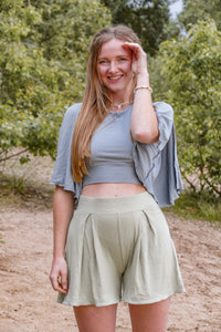 Farrah Flower Shorts Mint – High Waist Lyocell Shorts — Ansicht 9