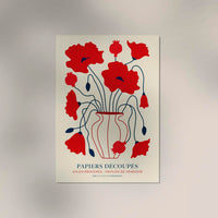 Red Poppy Flowers Cut Paper Art Poster – Fine Art Print — Ansicht 3