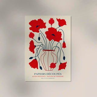Red Poppy Flowers Papiers Découpés Art Poster – Fine Art Print | Modernes Blumendesign | Atelierdruck Berlin