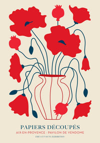 Red Poppy Flowers Cut Paper Art Poster – Fine Art Print — Ansicht 4
