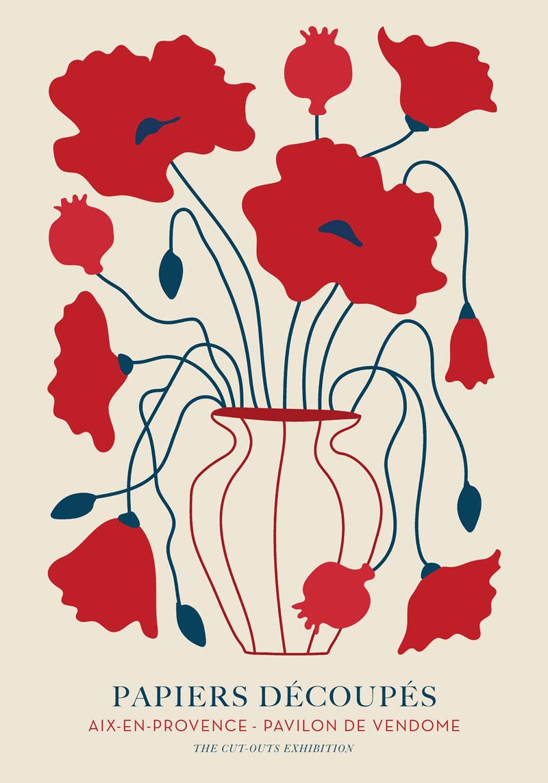 Red Poppy Flowers Cut Paper Art Poster – Fine Art Print — Ansicht 4