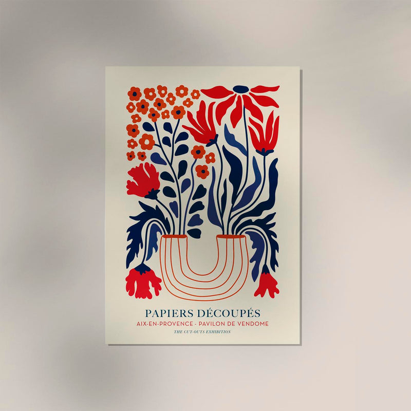 Flowers Bouquet with a Red Vase Papiers Découpés Art Poster – Lebhaft, Künstlerisch, Modern — Ansicht 3