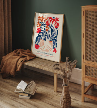 Flowers Bouquet with a Red Vase Papiers Découpés Art Poster – Lebhaft | Künstlerisch | Modern